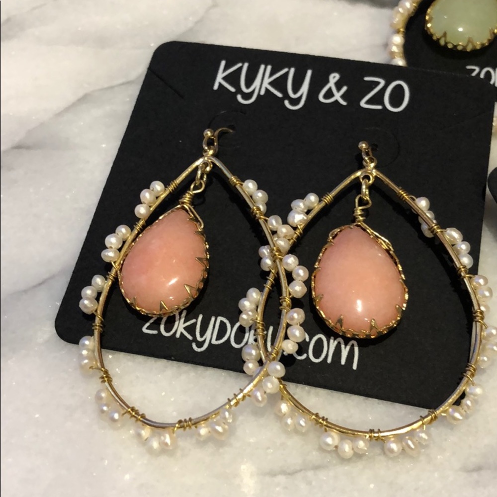 Wire Wrapped Floating Stone Teardrops,NWT-Boutique - Picture 2 of 4